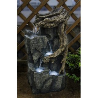 Polyresin and Fiberglass Tree Trunk and Rocks Fountain by Jeco Inc.