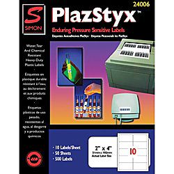 Simon By SJ Paper PlazStyx Permanent Labels 2 x 4  White 10 Labels Per Sheet Box Of 50 Sheets