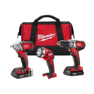Milwaukee M18 18 Volt Lithium Ion Cordless Compact Drill/Impact Wrench/Light Combo Kit (3 Tool) 2691 23