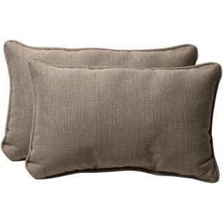 Pillow Perfect Taupe Textured Solid Outdoor Toss Pillows (Set of 2