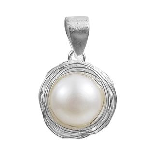 Genuine White Pearl Wire Wrap Around .925 Silver Pendant (Thailand
