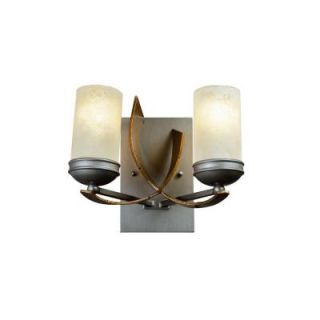 Varaluz Aizen 2 Light Hammered Ore Bath Vanity Light with Tea Stained Creamy Glass 112B02B