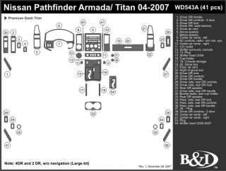 2004 2007 Nissan Titan Wood Dash Kits   B&I WD543A DCF   B&I Dash Kits