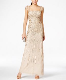 Adrianna Papell Cap Sleeve Sequined Gown   Dresses   Women