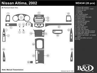2002 Nissan Altima Wood Dash Kits   B&I WD434I DCF   B&I Dash Kits