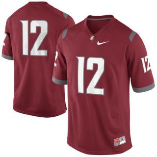 Nike Washington State Cougars #12 Game Football Jersey   Crimson